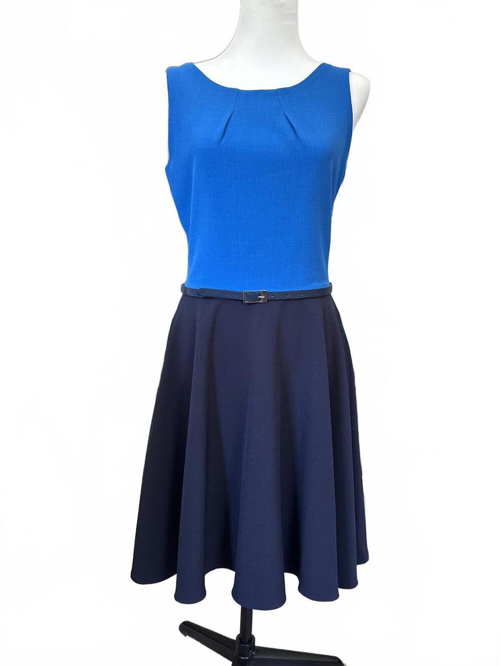 The Limited | Blue and Navy Sleeveless Dress with Belt Size Small